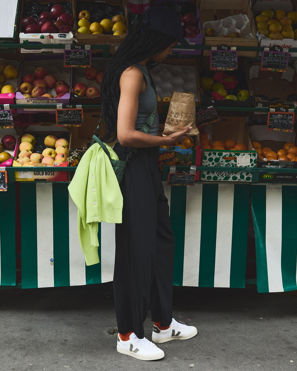 Zapatillas Veja Campo mujer en cuero blanco y verde, foto 6