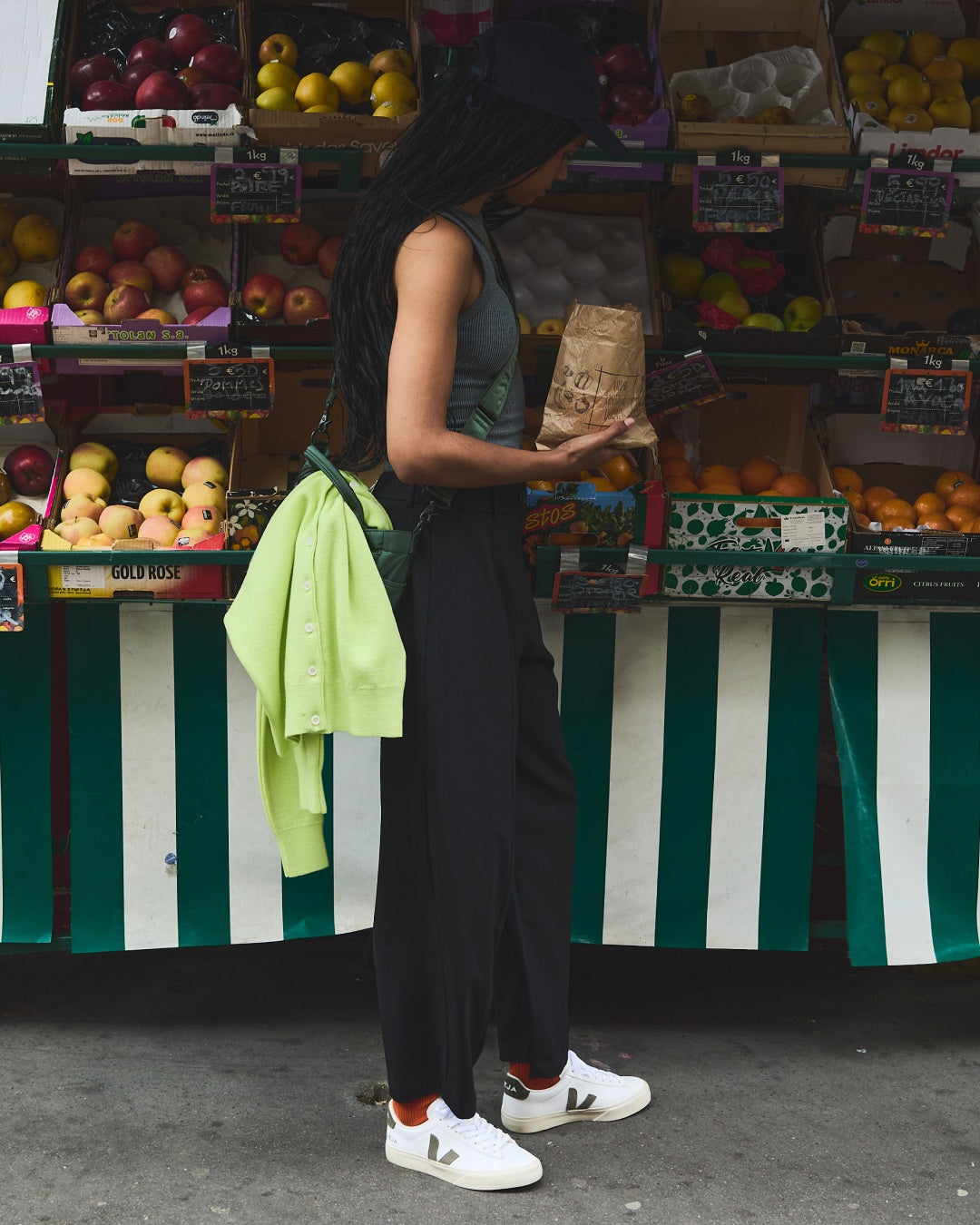 Zapatillas Veja Campo mujer en cuero blanco y verde, foto 6