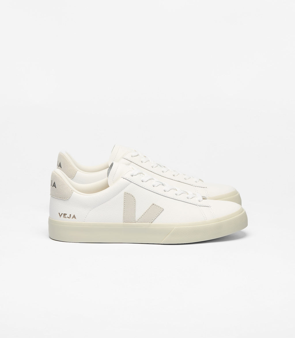 Zapatillas Veja Campo mujer en cuero blanco natural