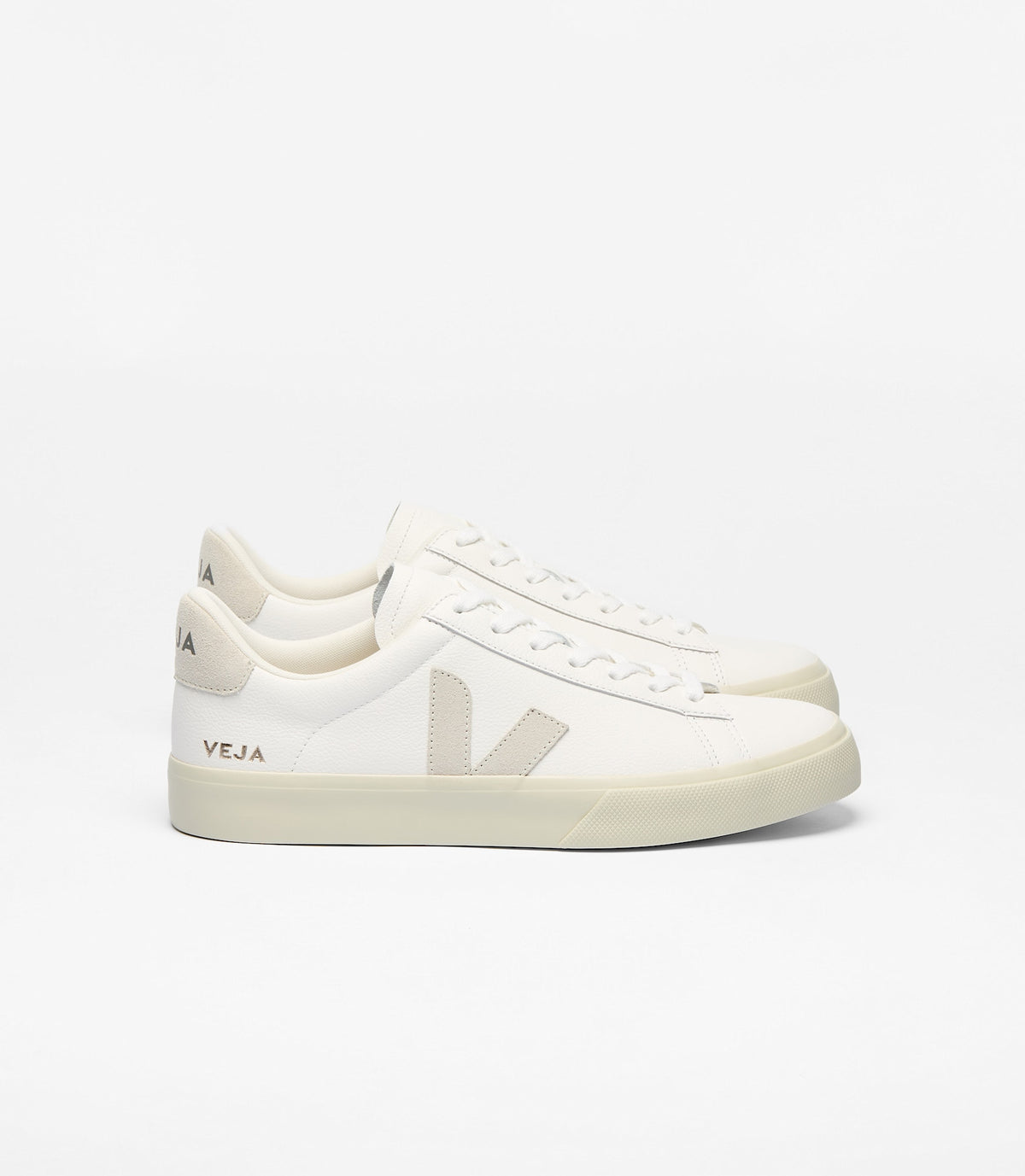 Zapatillas Veja Campo mujer en cuero blanco natural