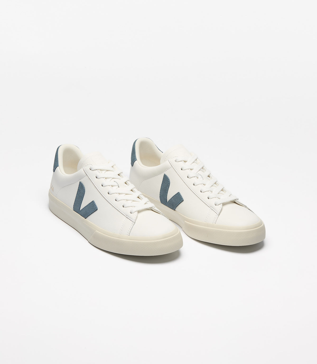 Zapatillas Veja Campo mujer en cuero blanco y azul, foto 2