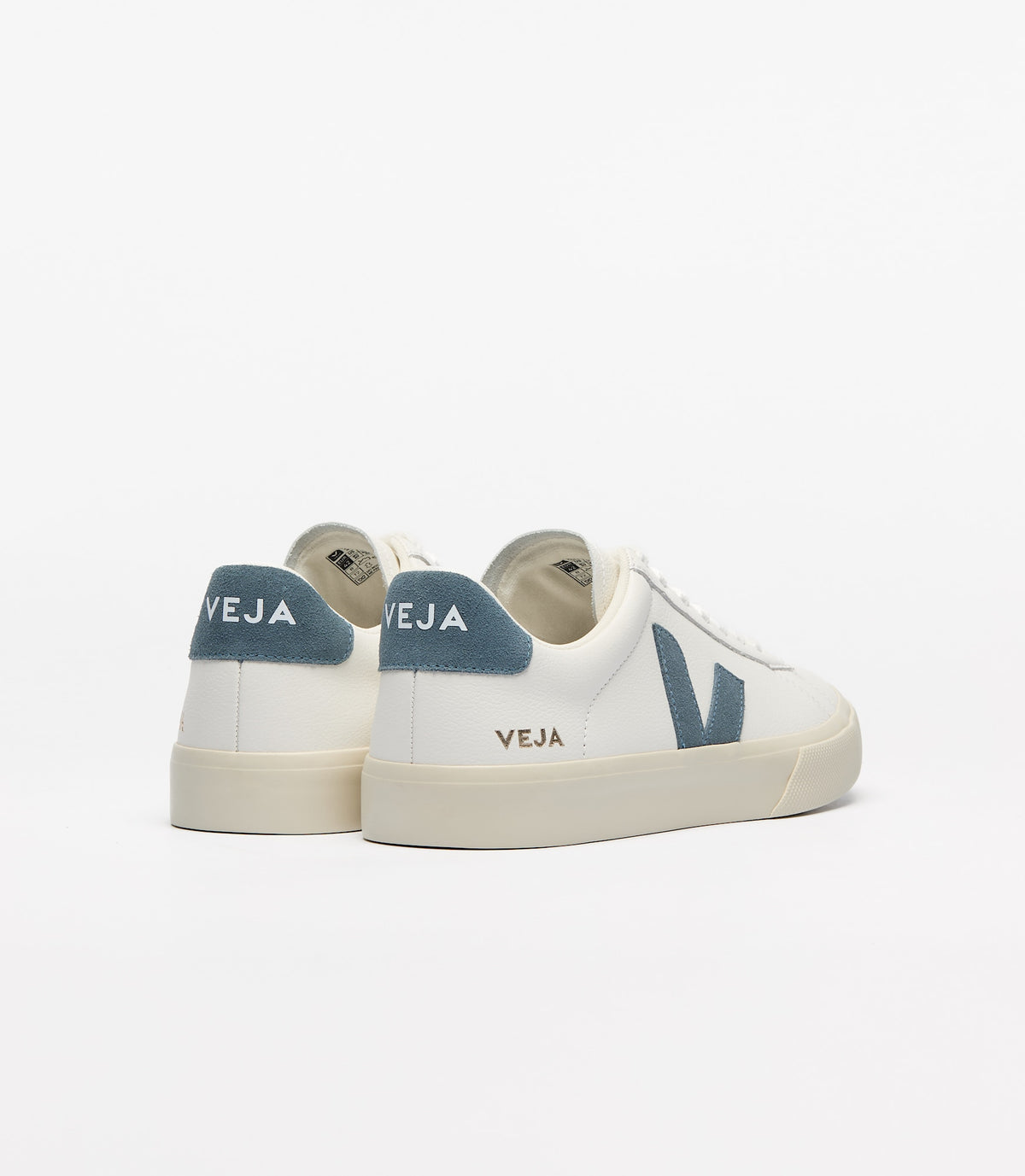 Zapatillas Veja Campo mujer en cuero blanco y azul, foto 3