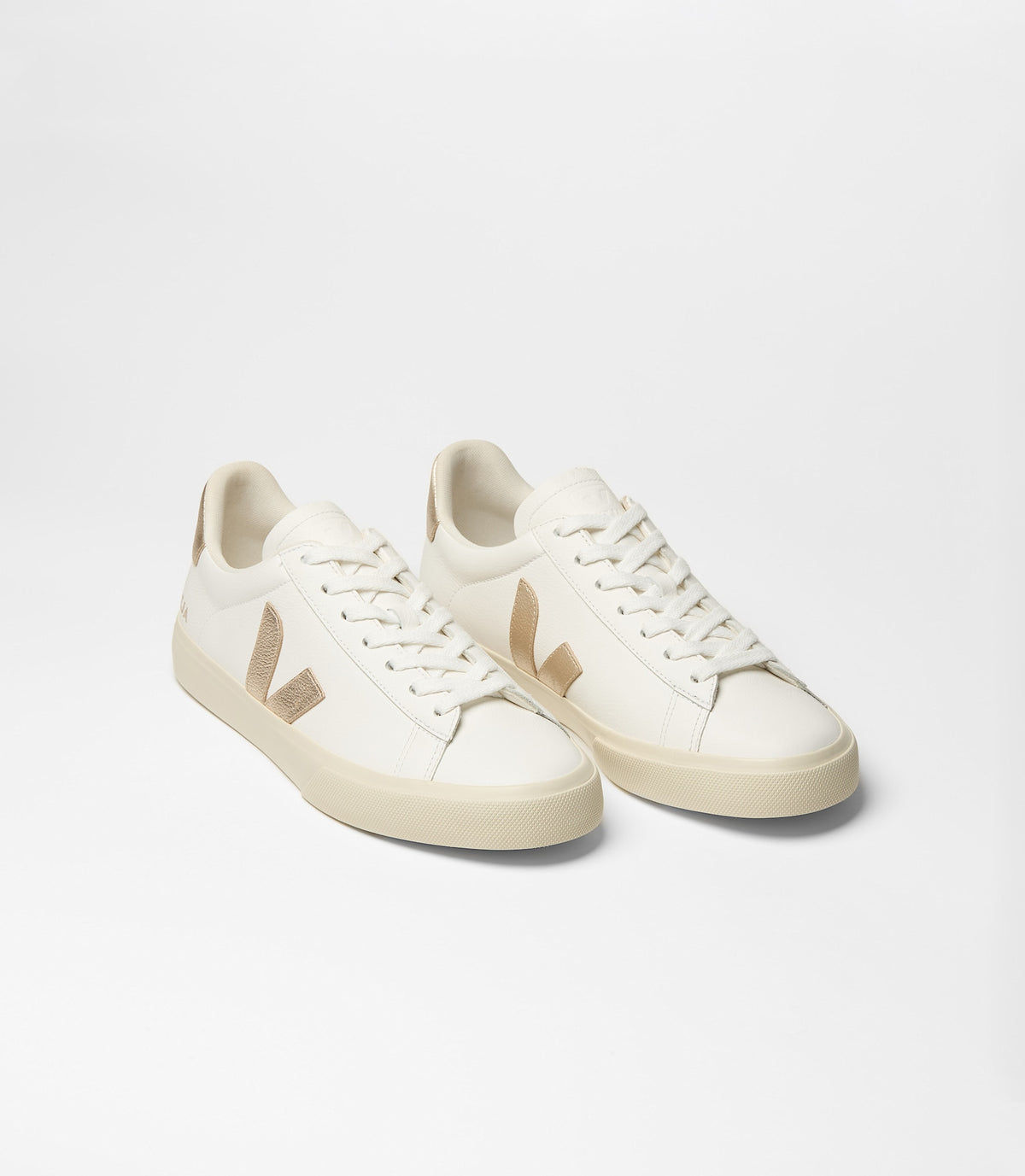 Zapatillas Veja Campo mujer en cuero blanco y platino, foto 2