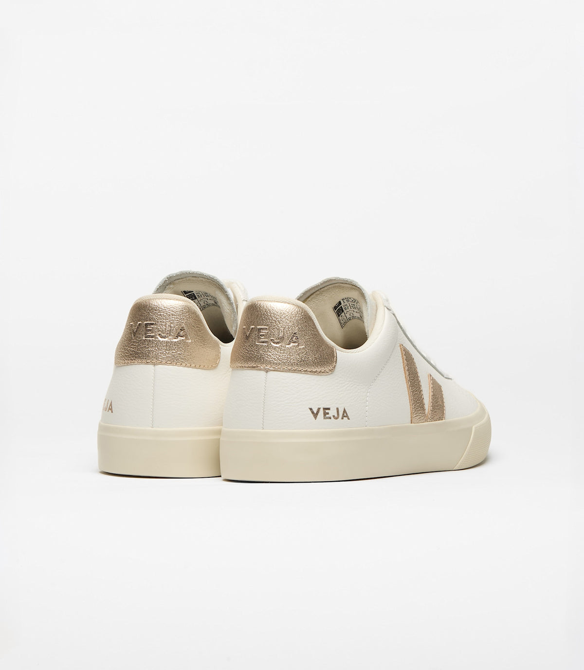 Zapatillas Veja Campo mujer en cuero blanco y platino, foto 3