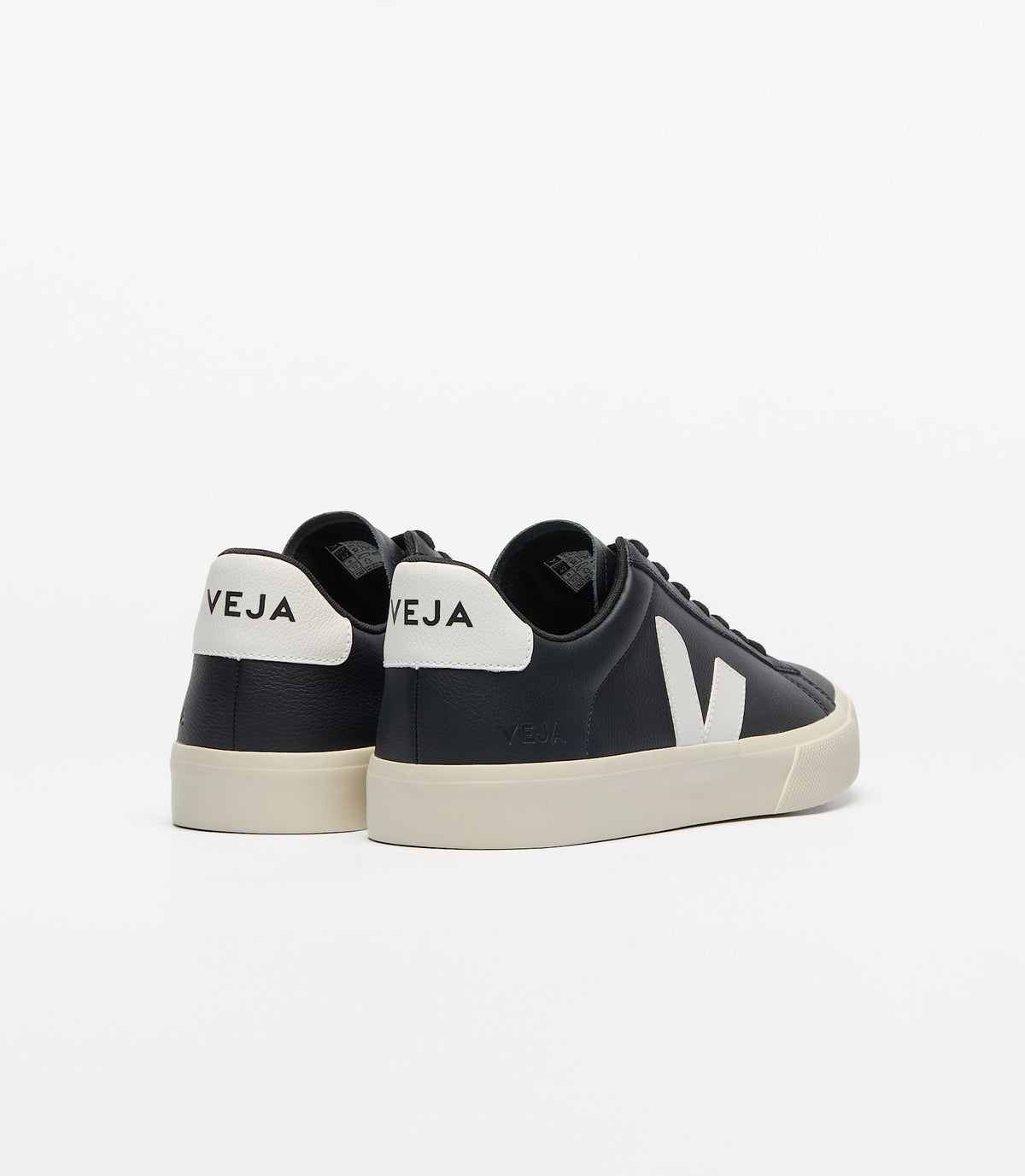 Zapatillas Veja Campo mujer en cuero negro y blanco, foto 3