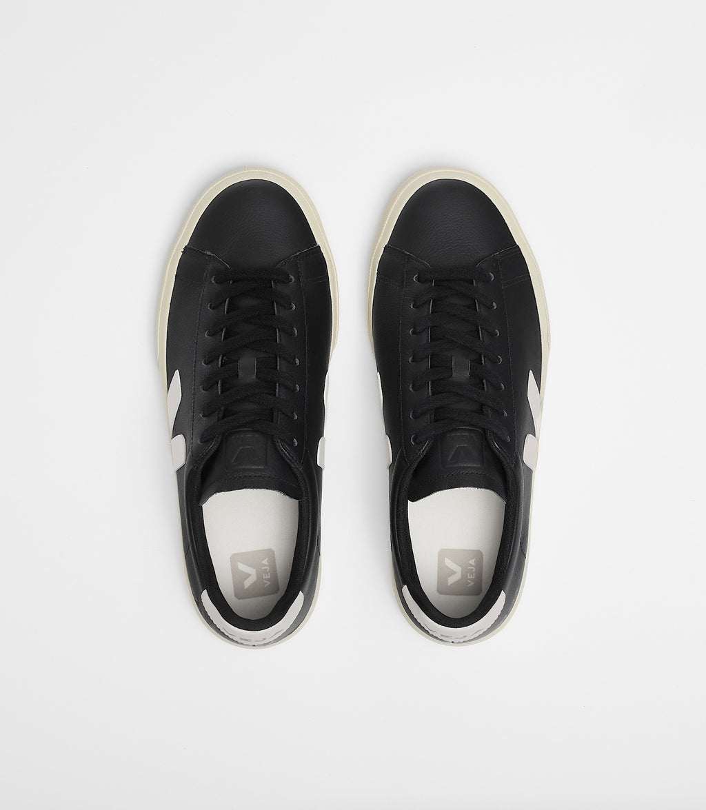 Zapatillas Veja Campo mujer en cuero negro y blanco, foto 4