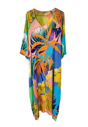 Laboratorio Vestido Tropical Multicolor de Seda